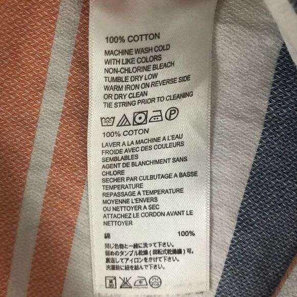 Tommy Bahama Blouse XS Striped Short Sleeve Cotton Keyhole Bow Tie - Picture 6 of 6